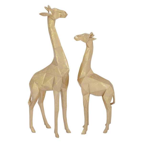 Modern Metallic Gold Giraffe Statues Table Decor, 2-Piece Set