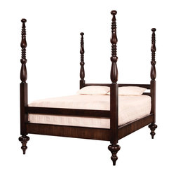 Caribbean Poster Bed with Turned Posts in Toasted Walnut - Furniture