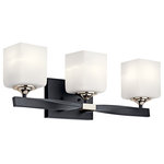 Kichler - Kichler Marette 3-LT Bath Light 55002BK - Black - The Marette™ 22.75in. 3 light vanity light with satin etched cased opal glass and twisted arm in Black finish. A perfect addition in several aesthetic environments, including traditional, transitional and modern.