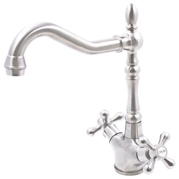 Novatto Kay Double Handle Traditional Swivel Bar Faucet, Brushed Nickel