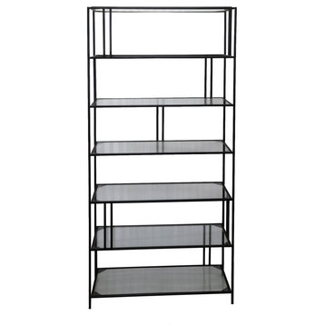 Berkley Metal and Glass Etagere Bookcase