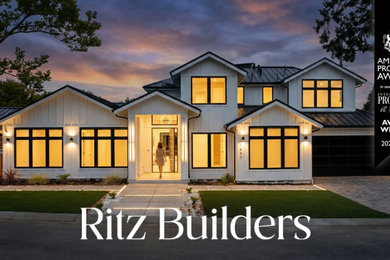 Example of a huge farmhouse two-story exterior home design in San Francisco