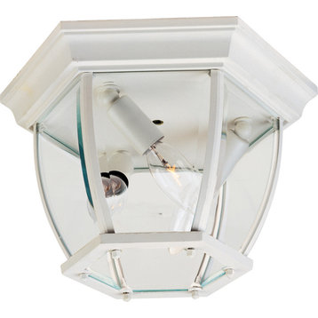 3-Light Outdoor Ceiling Mount, White With Clear Glass