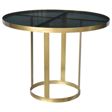 Margot Dining Table on Cast Iron Frame in Metallic Gold Finish with Glass Top