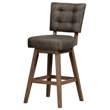 Hillsdale Lanning 41.25" Wood Counter Stool in Weathered Brown/Chocolate Brown