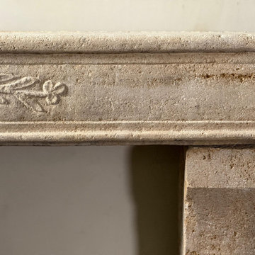 French Antique 18th Century Limestone Mantel