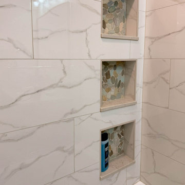 Bathroon Remodel with Hearth Stained Vanity, Tiled Shower and Intelligent Toilet