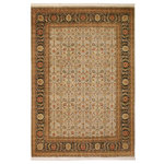 Bareens Designer Rugs - Pak Persian Mellissa Beige/Black Wool Rug - 9'0'' x 12'2'' - Designed with mesmerizing intricacy and gorgeous color palette, this hand-knotted masterpiece demonstrates the beauty and electrifying thrill of Pak Persian art. These meticulously hand-knotted Pak-Persian rug is made with pure wool and features breathtaking traditional, transitional, and tribal designs in bold luxurious color pallets. Known for their intricate designs these rugs are a reproduction of Persian rugs, made in Pakistan with unique Mughal designs. Made by master weavers using the same Persian texture, design and dying technique, we wanted to produce the most significant manifestation of Persian art, life, and culture. This rug is most famous for its exceptional quality, incredible designs, patterns, and vibrant rich color. Pak-Persian rugs made with Persian weave with high knot counts, which enables the high intricacy and detail found in the patterns are also referred to as "State of art", each color adds a rich beautiful detail in the artwork of this rug. The design, color, and beautiful chromatic composition with a vibrant sheen with intricate designs, exude beauty, elegance, and quality make this rug a masterpiece of its own.