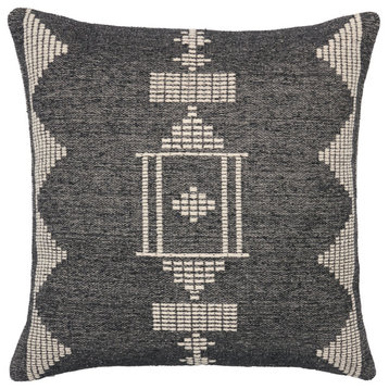 Anouk Tribal Black/ Cream Pillow 22" Square, Polyester Fill