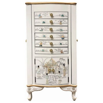 39" Oriental Jewelry Armoire With Geisha Design