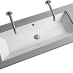 Scarabeo - Rectangular White Ceramic Trough Undermount Sink, No Hole - Looking for a trough sink" This rectangular undermount sink is a perfect choice for your bathroom. With a long 40 inch basin, this sink can used as a long single basin or a double basin sink with two spout faucets. This white ceramic sink features an overflow and has the dimensions of 39.4" x 14.2". Install this sink under your counter space for a perfect modern look. This sink is made and designed in Italy by luxury sink designer Scarabeo and part of the Teorema 2 collection.