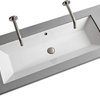 Rectangular White Ceramic Trough Undermount Sink, No Hole