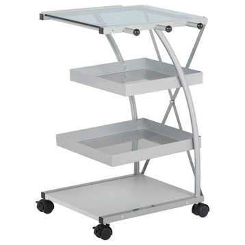 Triflex Mobile Taboret Art Organizer, Silver/Blue Glass