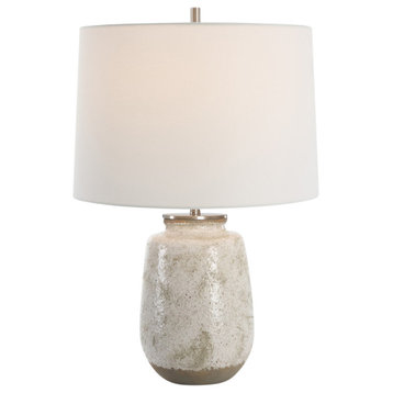 Rustic Taupe Gray Pitted Ceramic Table Lamp 22 in Porous Cottage Farmhouse