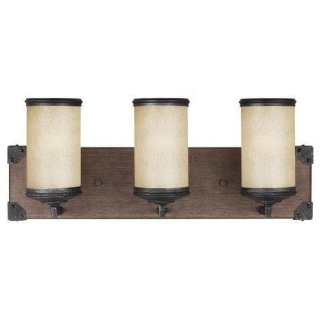 Sea Gull Lighting Dunning 3 Lt Bath Light, Stardust/Oak/Creme - 4413303EN3-846