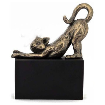 Cat, After A Nice Nap, Artistic Body, Cold Cast Bronze Sculpture