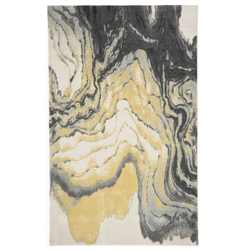Weave and Wander Omari Contemporary Watercolor Rug, Slate, 6'7"x9'6"