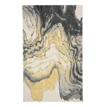 Weave & Wander Milania Watercolor Effect Rug, Gray/Yellow, 6'7"x9'6"
