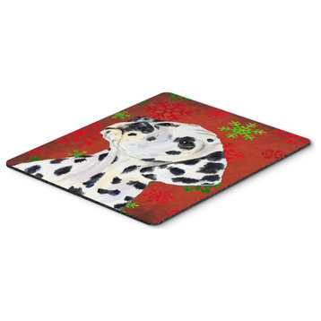 Dalmatian Red & Green Snowflakes Christmas Mouse Pad/Hot Pad/Trivet, SS4699MP