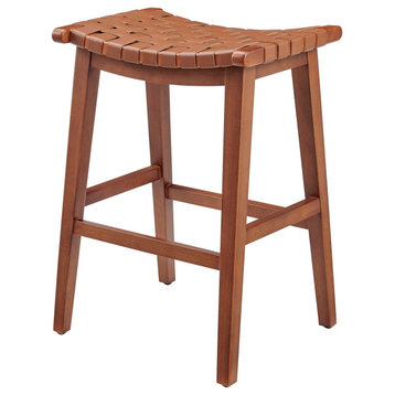 Marco PU Backless Counter Stool in Ochre Brown/Medium Brown