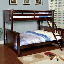 Import Direct Spring Creek III Dark Walnut Twin Queen Bunk Bed - Kids Beds