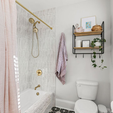 Black & Pink Bathroom | Augusta Rd Greenville
