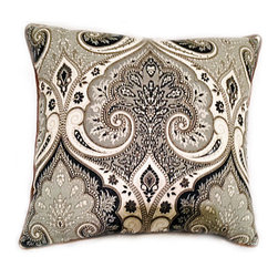 Grey and Blue Paisley - Decorative Pillows