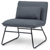 Burke 25" Wide Modern Accent Chair With Lumbar Pillow In Grey Linen Look Fabric