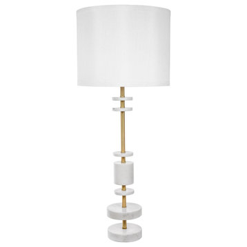 Anita 1 Light Table Lamp, Gold and White With Natural