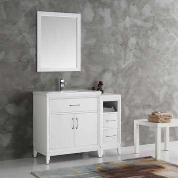 Fresca Cambridge 42" White Traditional Bathroom Vanity With Mirror