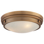 Savoy House - Lucerne Flush Mount, Warm Brass, 15" - Savoy House's Lucerne is a collection of flush mounts that is sure to bring sleek metallic style to any space. White glass shades make Lucerne an ideal choice for comfortable, useful light.