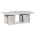 Meridian Furniture - Verona Coffee Table, White - Elevate the look of your space with this handsomely crafted Verona coffee table. Made by hand using genuine marble that lasts and lasts for years to come, this table exudes refinement and sophistication. The white marble with light grey veining brings contemporary panache to your room, while the uniquely shaped base instantly draws the eye, making the table a certain showstopper. Pair this table with other items in the Verona collection for a cohesive presentation.