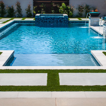 Modern Pool, Spa, Outdoor Cabana and Kitchen
