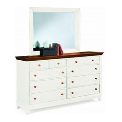 American Drew 181-130WC Triple Dresser- White w/ Cherry Top Sterling Pointe - Dressers