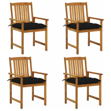 vidaXL Patio Chairs 4 Pcs Patio Dining Chair with Cushions Solid Wood Acacia