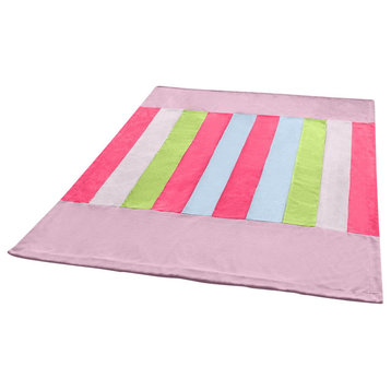 Onitiva - Pink Colour Soft Coral Fleece Patchwork Throw Blanket (59"-78.7")