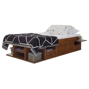 Memomad Bali Storage Platform Bed with Drawers (Twin Size, Caramel)