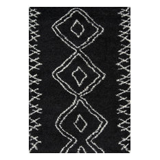 Maya 2" Thick Pile, Berber-Style Rug, Black, 9'3"x12'6"