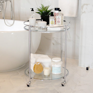 VERANDA MODERN GLASS ROUND BATH CART 24-INCHES # 71006