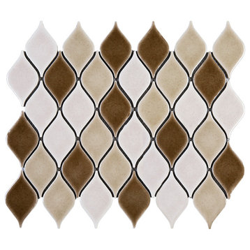 13.5"x10.88" Navi Mosaic Tile Sheet, Brown