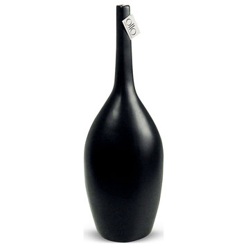 Bottle Tall Ceramic Vase in Black Matte 20"H