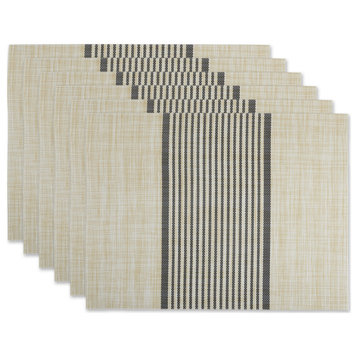 Black Middle Stripe Pvc Woven Placemat Set of 6