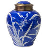 Oriental Handmade Blue White Porcelain Metal Lid Container Urn Hws1720
