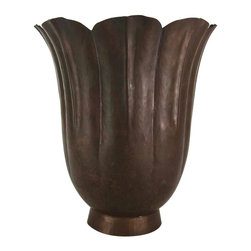 Marie Zimmermann Fluted Floriform Copper Vase with Butterscotch Patina - Vases