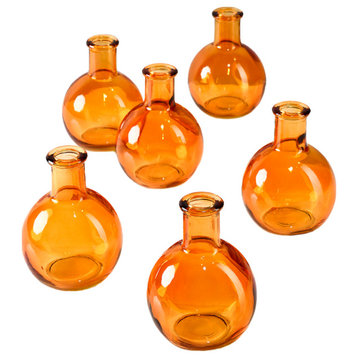 Serene Spaces Living Set of 6 Small Bud Vases, Amber