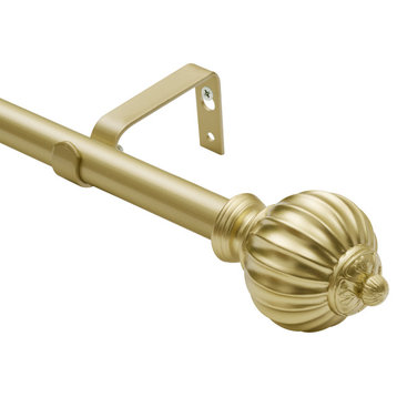 Curtain Rod With Decorative Round Finials, 28-48", Gold