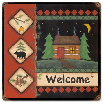 Welcome Cabin Metal Sign