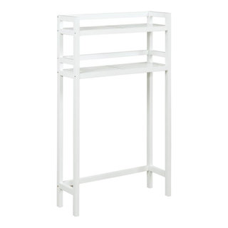 Dover 27 in. W Wall-Mounted Bathroom Shelf with 2 Towel Rods in White