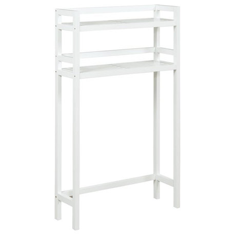 New Ridge Home Goods Dunnsville 2-tier Solid Wood Bathroom Space Saver in White