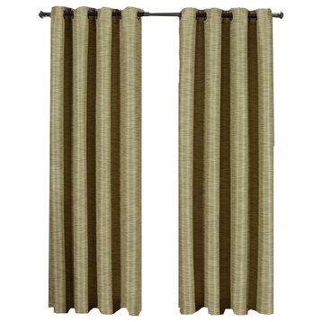 Galleria Blackout Thermal Insulated Stripe Curtain, Tan Beige, 54"x84" Single
